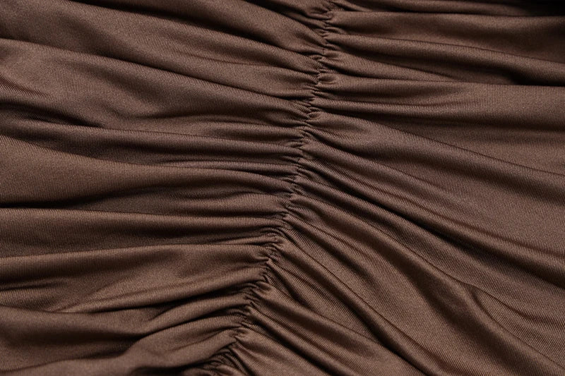 Ruched Draped Sexy Maxi Dress For Women Fashion O Neck Long Sleeve Bodycon Club Party Long Dress Female Elegant Dresses