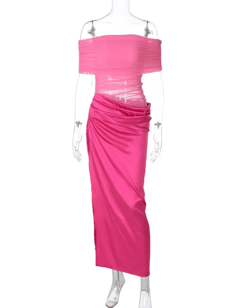 Off-shoulder Strapless Backless Sexy Maxi Dress For Women Gown Fashion Elegant Sleeveless Ruched Club Long Dress