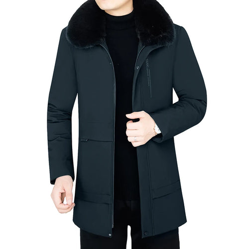 Load image into Gallery viewer, Men Fleece Lined Thick Warm Fur Collar Coat Winter Parka Autumn Work Outwearing Long Parka New Plush Jacket Male Size 5XL
