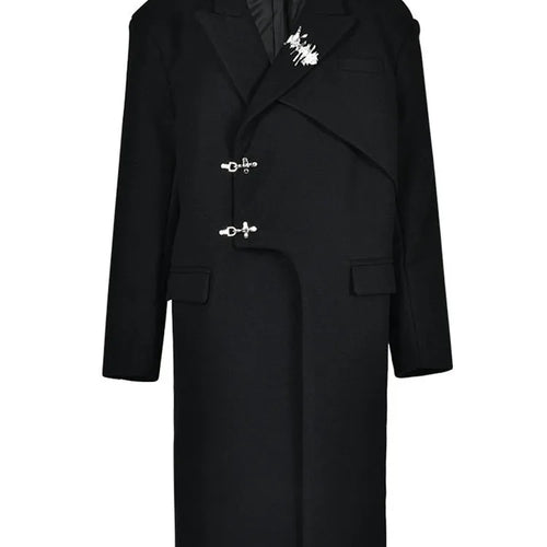 Load image into Gallery viewer, Black Irregular Big Size Long Woolen Coat New Lapel Long Sleeve Women Jacket Fashion Tide Autumn Winter 2025 1DH1464
