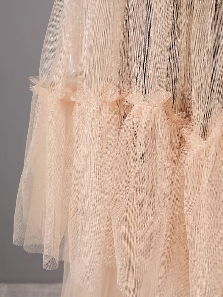 Women Black Mesh Color-block Big Size Knee-Length Dress New Round Neck Short Sleeve Fashion Spring Summer 2025 CPG3040