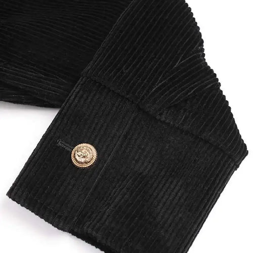Load image into Gallery viewer, Loose Fit Black Corduroy Bow Big Size Jacket New Lapel Long Sleeve Women Coat Fashion Tide Spring Autumn 2025 1DF2133
