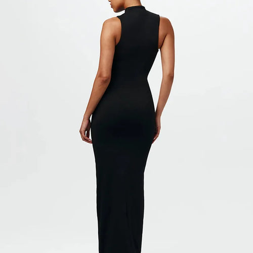 Load image into Gallery viewer, Elegant Sleeveless Bodycon Lace Up Party Evening Dress Women Autumn/Winter New2025 Slim Vestido Elastic Tight Clothing
