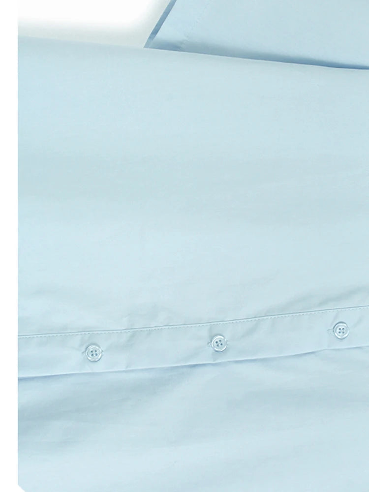 Women Blue Circle Printed Spliced Big Size Midi Shirt Dress New Lapel Short Sleeve Fashion Tide Spring Summer 2025 1DJ1356