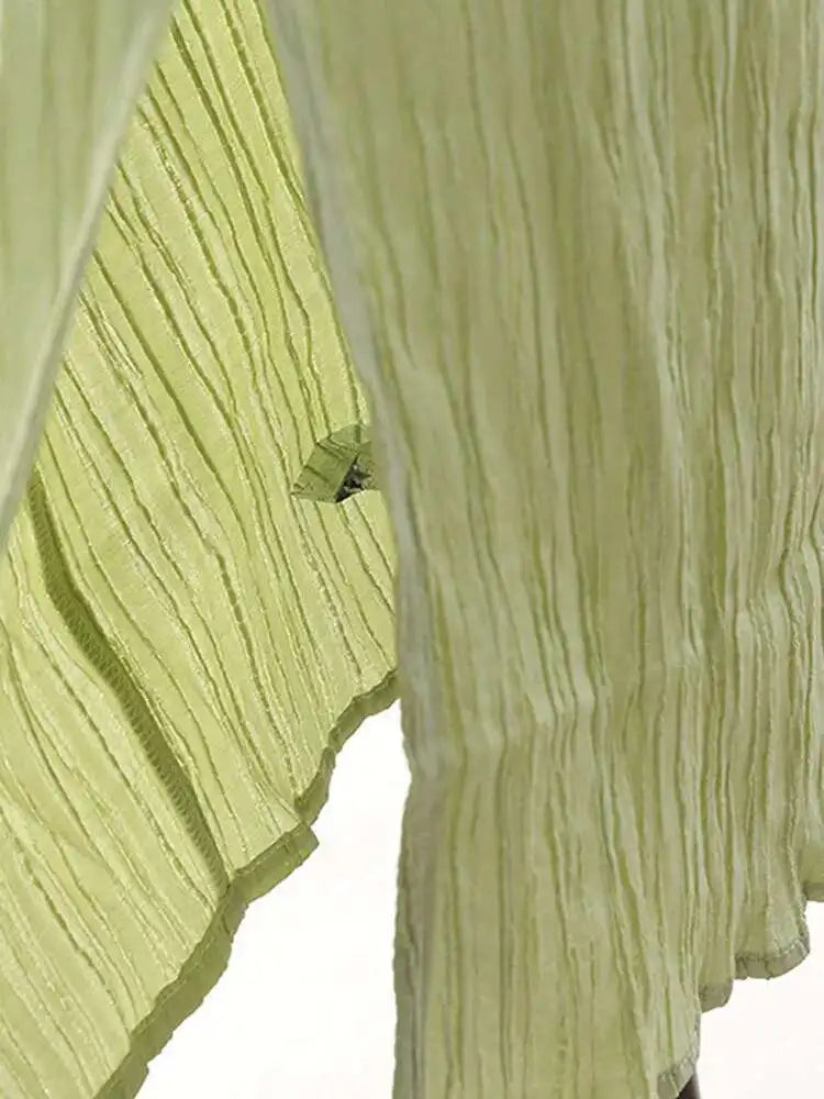 Women Green Waist Knot Cut-out Long Elegant Dress New Round Neck Sleeveless Loose Fit Fashion Spring Summer 2025 17A7128