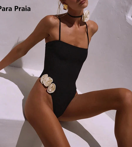 Sexy Black White Women Swimwear One Piece Swimsuit Female Monokini Bathing Suit