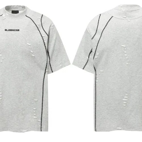 Load image into Gallery viewer, Hip Hop T-Shirt Grunge Y2K Streetwear Ripped Holes Punk Gothic Urban Tshirt Men Harajuku Casual Baggy Short Sleeve Summer Top
