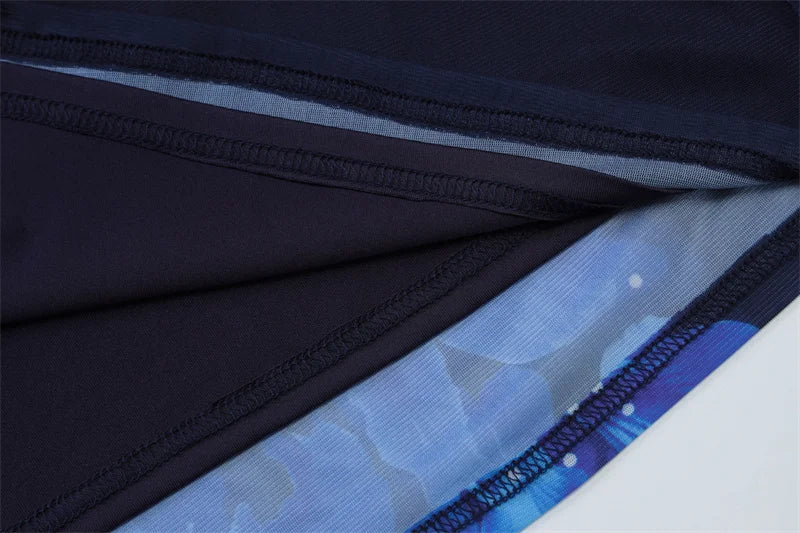 Deep V Neck Print Sexy Maxi Dress Women Gown Blue Halter Sleeveless Backless High Waist Split Long Dress Clubwear