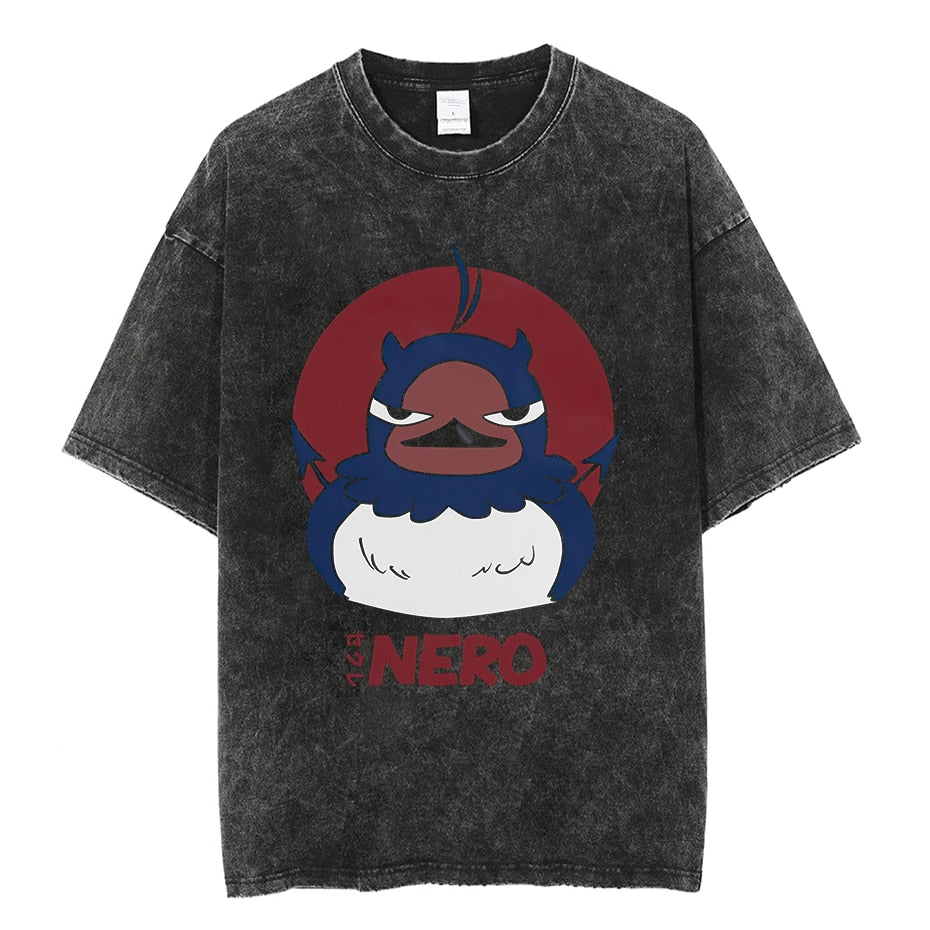 Vintage Washed Tshirts Anime T Shirt Harajuku Oversize Tee Cotton fashion Streetwear unisex top v1