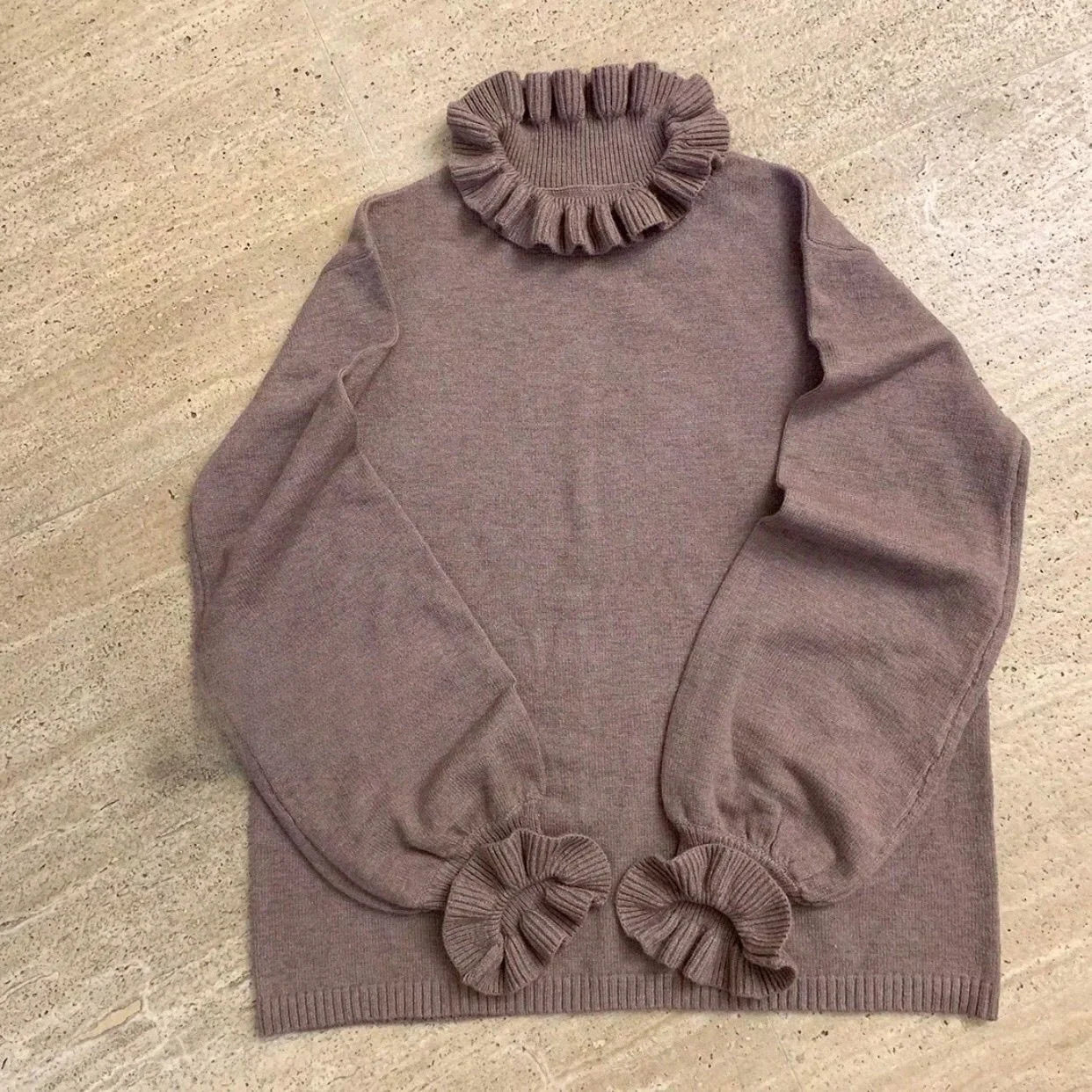 2025 Autumn Preppy Style Knitted Sweater Harajuku Sweet Loose Simple Jumpers Y2k Aesthetic Ruffled Collar Solid Grunge Pullover