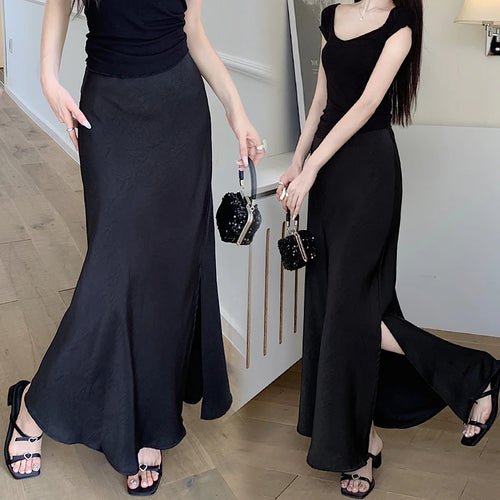 Load image into Gallery viewer, Korean Fashion Women's Elegant Sexy Slim Split Long Skirt Spring Summer High Waist Half Fishtail Skirts Popular 2025 Casual Chic
