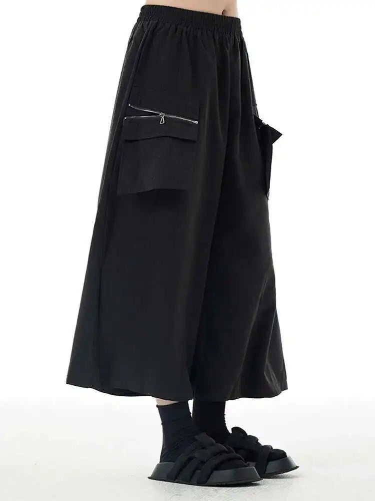 High Elastic Waist Blue Detachable Pocket Wide Leg Pants New Trousers Women Fashion Tide Spring Autumn 2025 1DH4773