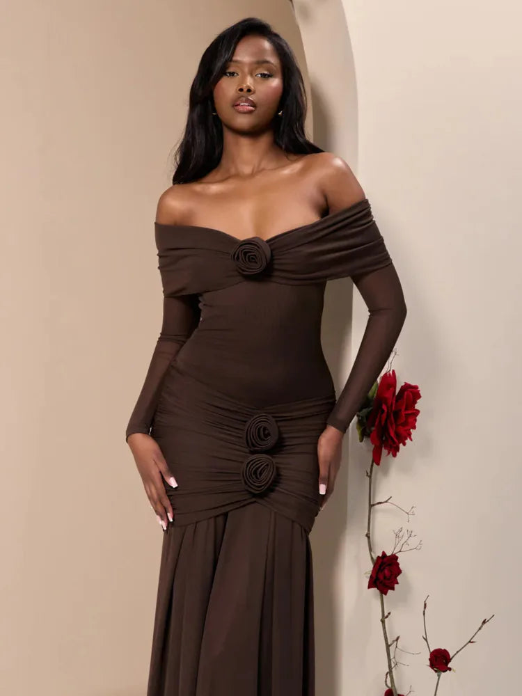 Elegant Mesh Patchwork Long Sleeve One Shoulder Bodycon Party Evening Dress Women Sexy Backless Slim New 2025 Vestido