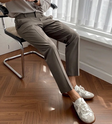 Men's Suit Pants New Spring Nine Point Slim Fit Korean Formal Handsome Casual Simple Solid Color Trend Trousers 9W1434