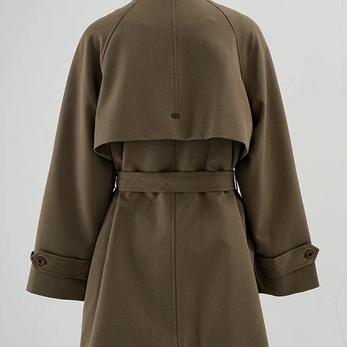 Load image into Gallery viewer, Women Khaki Belted Big Size Elegant Trench New Stand Collar Long Sleeve Windbreaker Fashion Spring Autumn 2025 CPG2261
