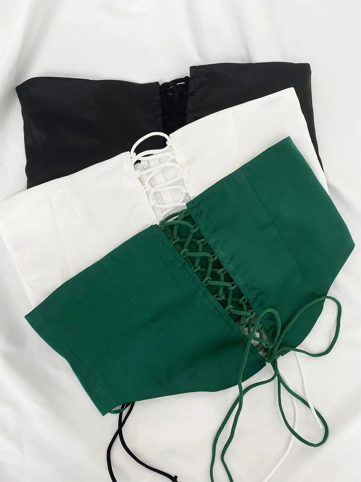 Green Spaghetti Strap Mini Dress Sexy Satin A Line Party Dress with Detachable Corset Women Clothing