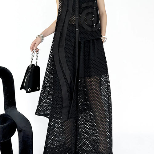 Load image into Gallery viewer, Big Size Black Grid Vest Wide Leg Pants Two Piece Suit New Lapel Sleeveless Women Fashion Tide Spring Autumn 2025 1DJ1417
