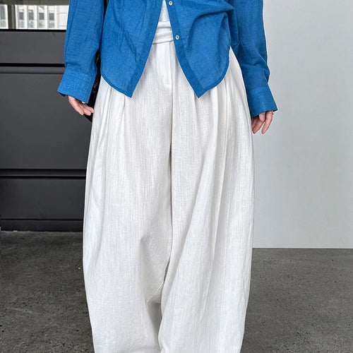 Load image into Gallery viewer, High Waist White Linen Thin Pleated Casual Long Wide Leg Pants New Trousers Women Fashion Tide Spring Autumn 2025 1DJ1299

