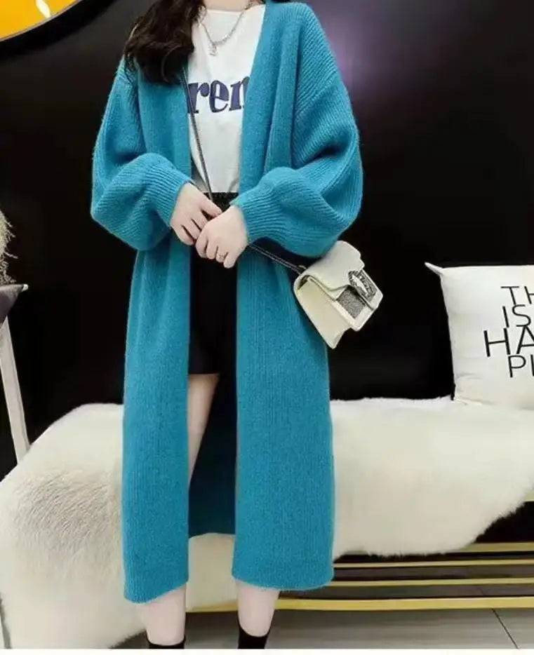 Autumn Winter Korean Fashion 2024 New Solid Elegant Long Sleeves Crochet Sweater Women V Neck Cardigan Knitting Tops Simplicity