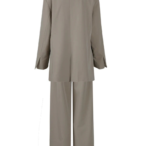 Load image into Gallery viewer, Big Size Khaki Long Blazer Wide Leg Pants Two Piece Suit New Lapel Long Sleeve Women Fashion Tide Spring Autumn 2025
