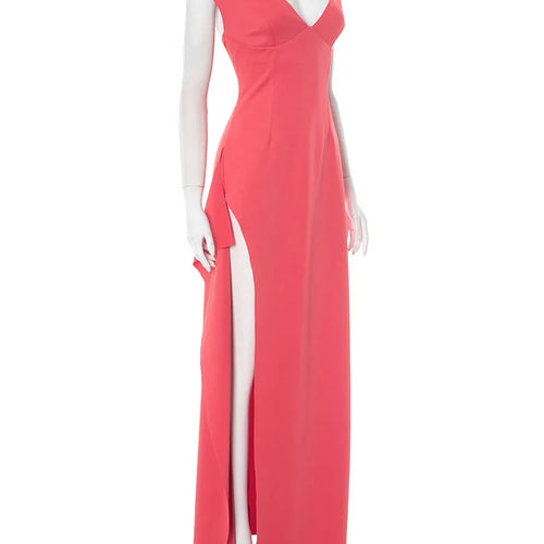 Load image into Gallery viewer, Off-shoulder Backless Split Sexy Maxi Dress Women Gown Pink Summer New Zipper Strapless Evening Club Party Long Dress
