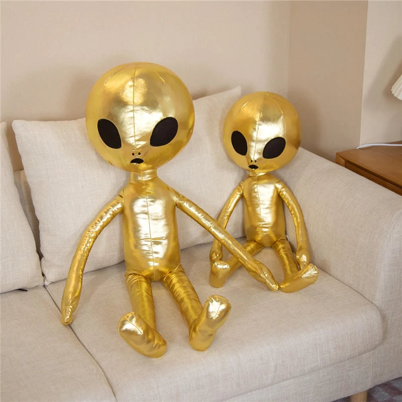 Creative Gold and Silver PU Material Alien Plush Toy Stuffed Soft Monster Plush Pillow Doll Toys for Kids Boys Birthday Gift