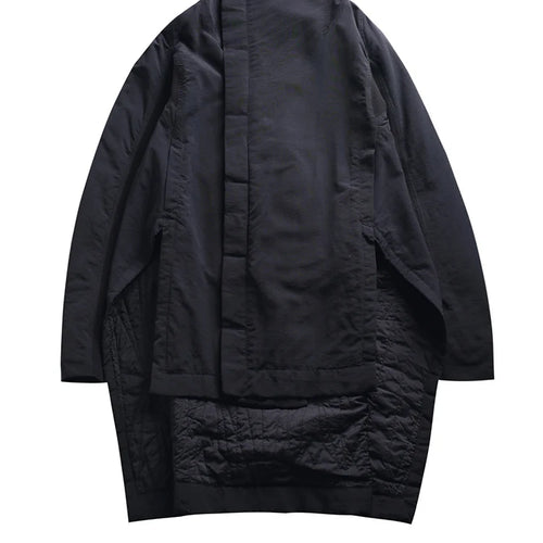 Load image into Gallery viewer, Woman Irregular Long Type Cotton-padded Clothes Loose Coat New Fashion Winter Stand Collar Solid Black Jacket 2025  YA771
