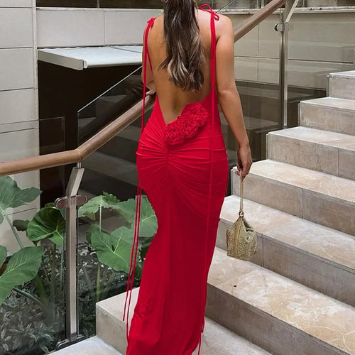 Load image into Gallery viewer, Floral Backless Sexy Maxi Dress Women Fashion Spaghetti Strap Sleeveless Bodycon Club Party Sexy Long Fishtail  Dress

