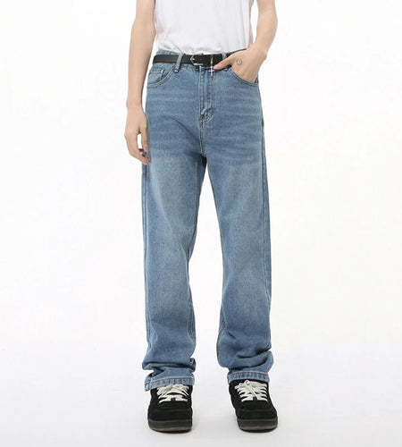 Spring New Male Jeans Men's Pencil Pants Slim Denim Straight Casual Bottom Solid Color Simple Trousers Fashion Tide 9C7611