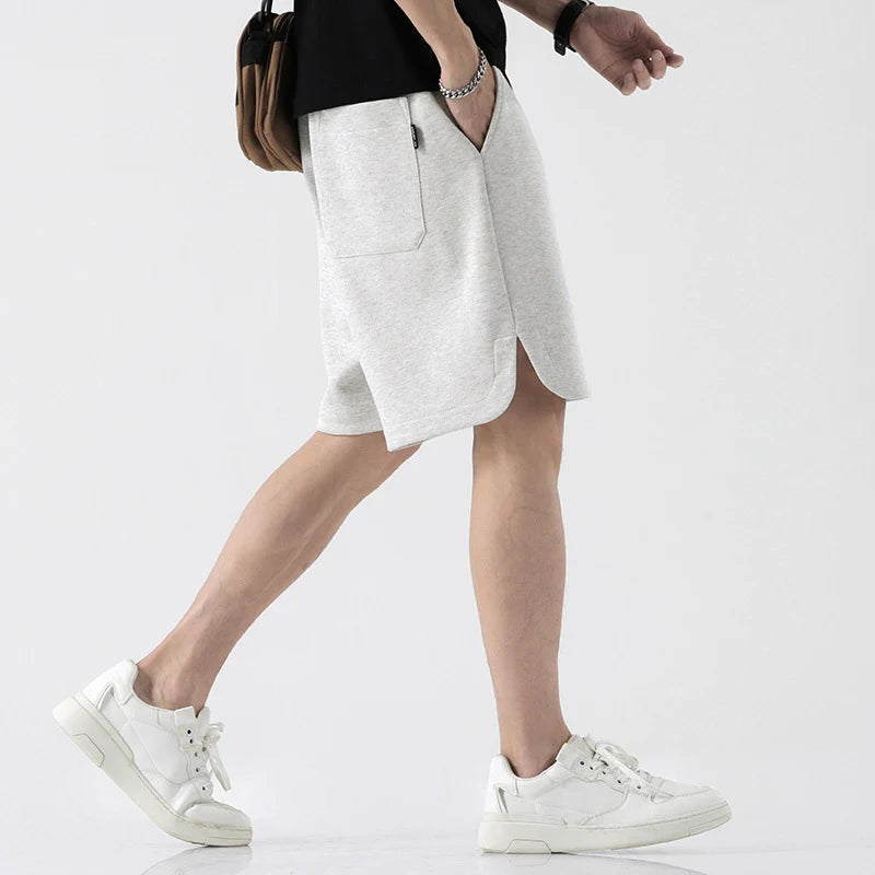 Men's Five Quarter Shorts Elastic Waist Summer New Casual Fashion Male Loose Sweatpants Straight Leg Bottoms 9W1353