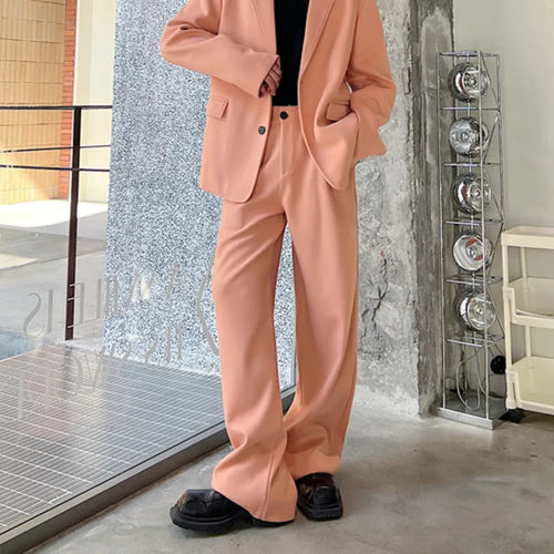 Load image into Gallery viewer, Autumn Winter Men&#39;s Woolen Straight Tube Suit Pants Trend Versatile Wool Wide Leg Trousers Solid Color Fashion New 9C3079
