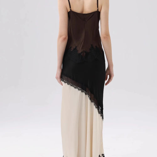 Load image into Gallery viewer, Hit Color Spliced Lace Slimming Vests For Women V Neck Sleeveless Tunic Irregular Chic Vests Female Fashion Clothes
