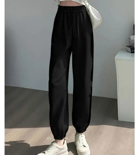 Solid 2023 Autumn Winter New Jogger Pants Women Velvet Drawstring Bandage Ankle-length Pants Casual Comfortable Plus Size Thick