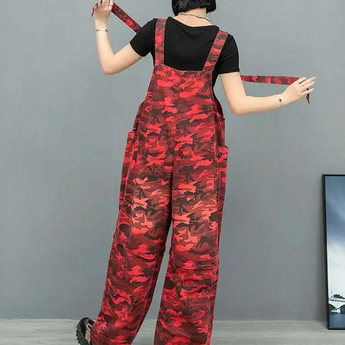 Load image into Gallery viewer, High Waist Red Camouflage Big Size Long Overalls Wide Leg Jeans New Women Trousers Fashion Tide Spring Autumn 2025 1DH9905
