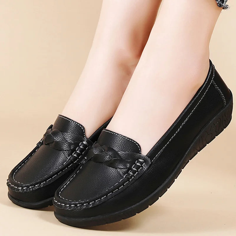 Woman Shoes Slip-on Flat Shoes With Soft Leather Loafers Women's 2025 New Flats Casual Shoes Women Footwear White Zapatos Mujer