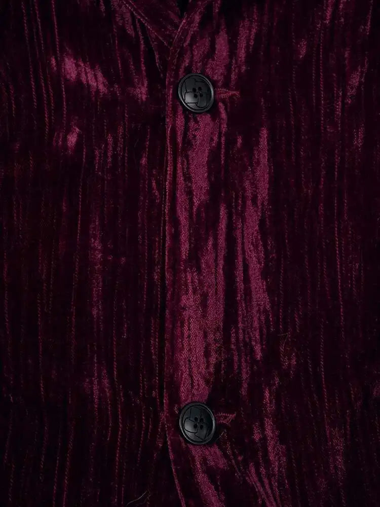 Women Black Color-block Velvet Big Size Elegant Blazer New Lapel Long Sleeve Jacket Fashion Spring Autumn 2025 CPG2126