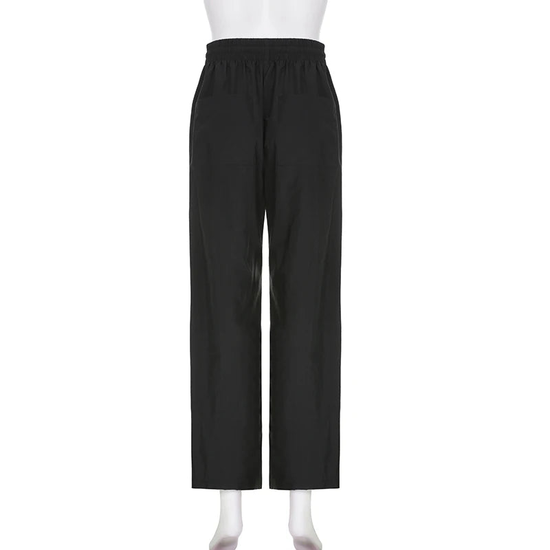 Streetwear Patchwork Low Waist Baggy Pants Sweatpants Tech Sporty Chic Casual Hip Hop Women Trousers Contrast Outfits