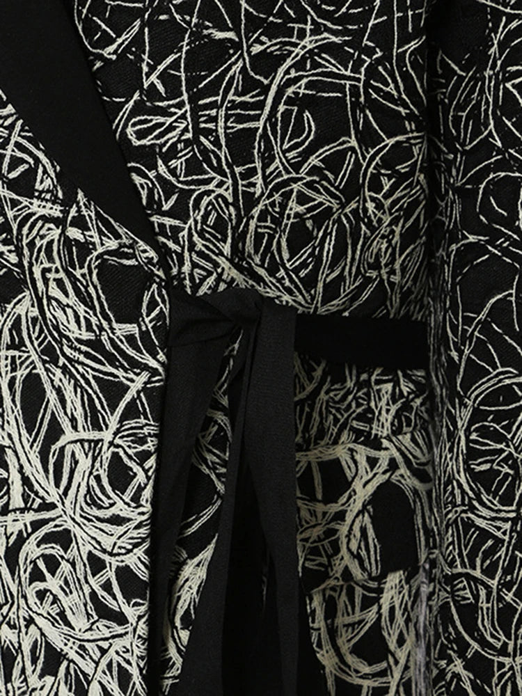 Women Black Embroidery Big Size Blazer New Lapel Long Sleeve Loose Fit Jacket Fashion Tide Spring Autumn 2025 17A4201H