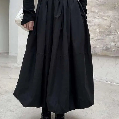 Load image into Gallery viewer, High Elastic Waist Black Cotton-padded Casual A-line Half-body Skirt Women Fashion Tide New Autumn Winter 2025 1DH8381
