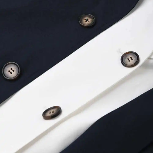 Load image into Gallery viewer, Women Dark Blue Color-block Big Size Trench New Lapel Long Sleeve Windbreaker Fashion Tide Spring Autumn 2025 CPDB001
