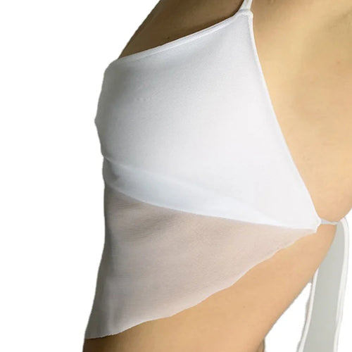 Load image into Gallery viewer, Sexy Transparent Mesh Halter Tops Women V-neck Backless Korean Solid Crop Tops Fashion Korean Camisole 90s Tee
