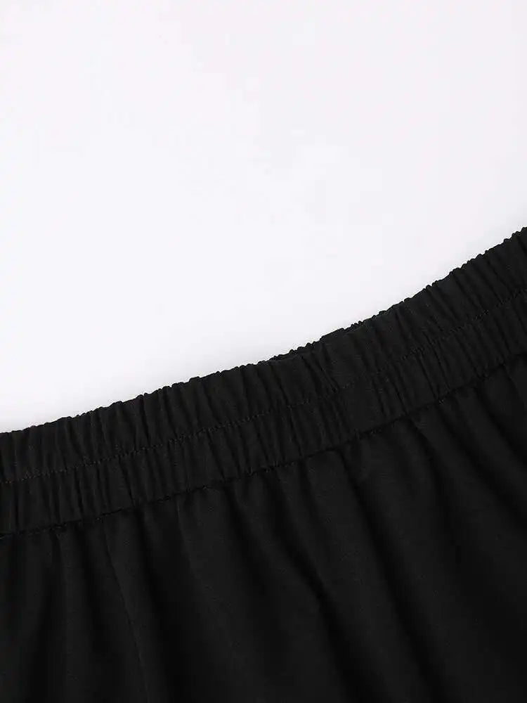 High Elastic Waist Black Topstitched Pocket A-line Half-body Skirt Women Fashion Tide New Spring Autumn 2025 1DH5353