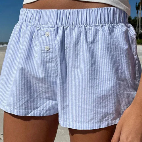 Load image into Gallery viewer, Striped Print Casual Shorts for Women Elastic Waist Fashion Button Bottoms Streetwear Chic Basic Y2K Loose Shorts
