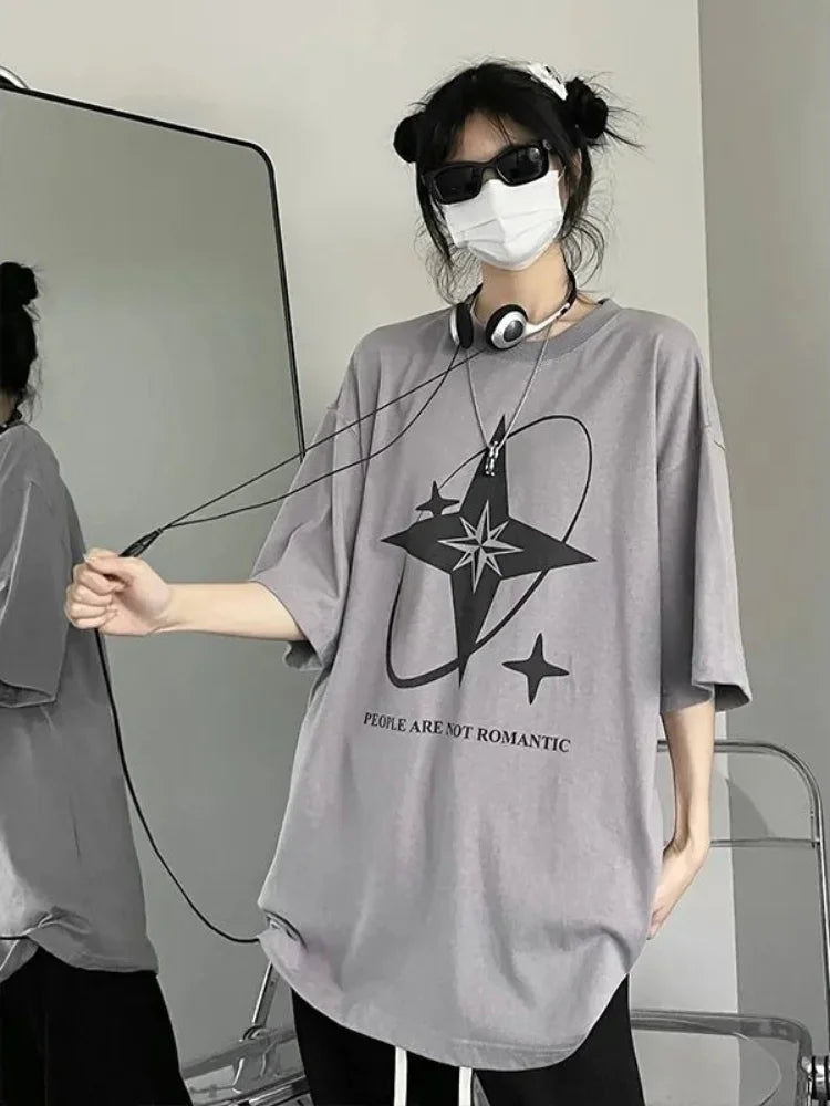American Vintage Y2K Oversize Tops Casual Couple Tees Harajuku Women Clothes Summer Grunge Graphic Tshirts Women