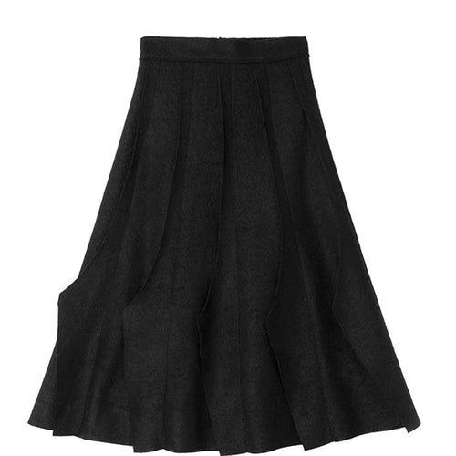 Load image into Gallery viewer, Solid Patchwork Ruffles Casual Skirt For Women High Waist Spliced Zipper Temperament Fashion Skirt Female Autumn
