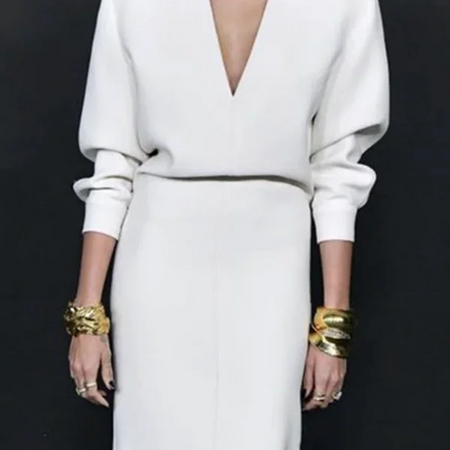 Load image into Gallery viewer, Spring Autumn Deep V White Long Dress Women 2025 Long Sleeve Casual Simple Party Evening Maxi Dresses Woman Clothing
