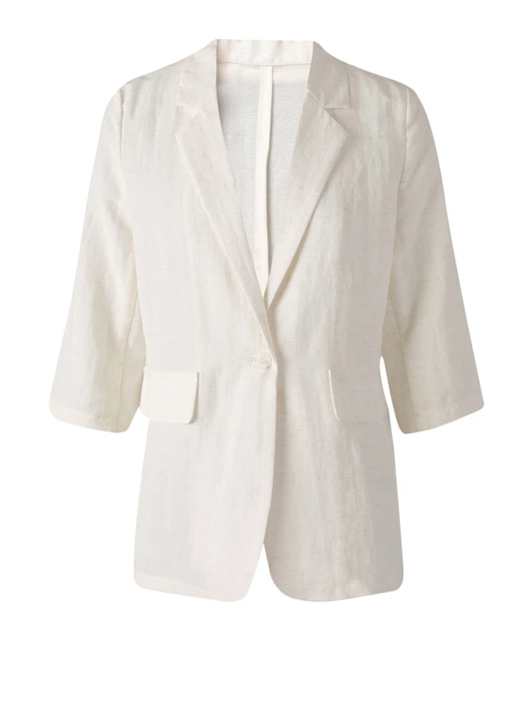 Women Black Thin Elegant Single Button Blazer New Lapel Half Sleeve Jacket Fashion Tide Spring Summer 2025 CPG3268