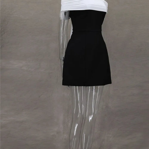 Load image into Gallery viewer, Bow Backless Sexy Mini Dress For Women Robe Elegant Off-shoulder Strapless Sleeveless A-line Club Sexy Dress Vestido
