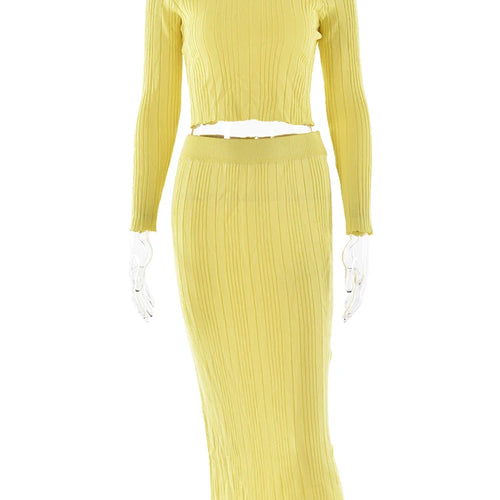 Load image into Gallery viewer, Elegant Knitted Sweater Long Sleeve Skirt Set Fashion Autumn/Winter New Women Two Piece Set Party Club Street Clothing
