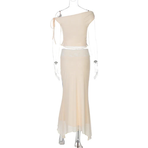 Load image into Gallery viewer, Print Beach Sexy Skirt Two Piece Sets Women Oblique Shoulder Tank Tops And Maxi Skirt Female Club 2 Piece Sets Fashion
